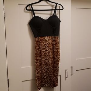 Spaghetti straps dress with black jacket